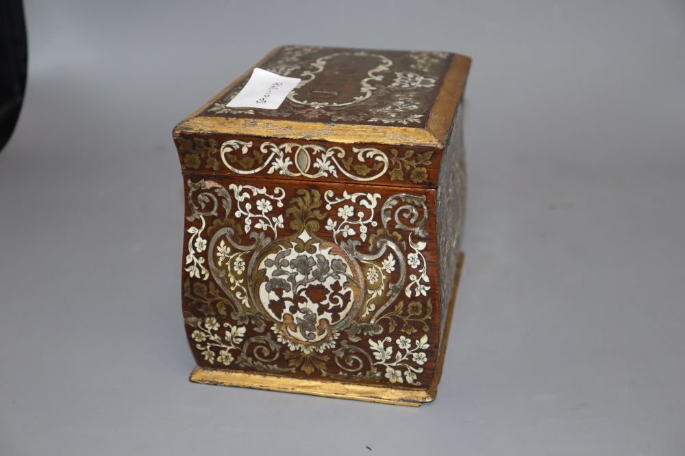 A late 19th century French cut brass and ivory inlaid cigares box, height 14cm